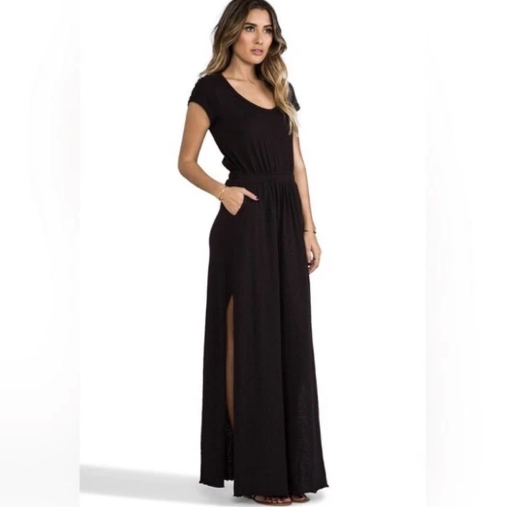 Free People beach maxi dress slit black tee dress flowy